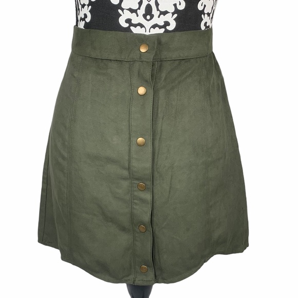 🍀AKIRA Skirt Button Down Faux Suede High Waisted - Picture 10 of 10